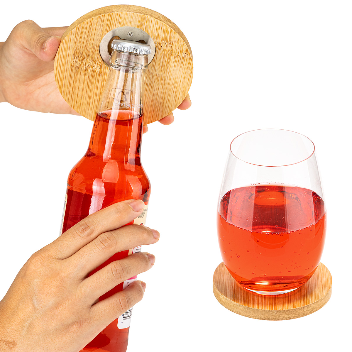 Bamboo Coaster with Bottle Opener 4