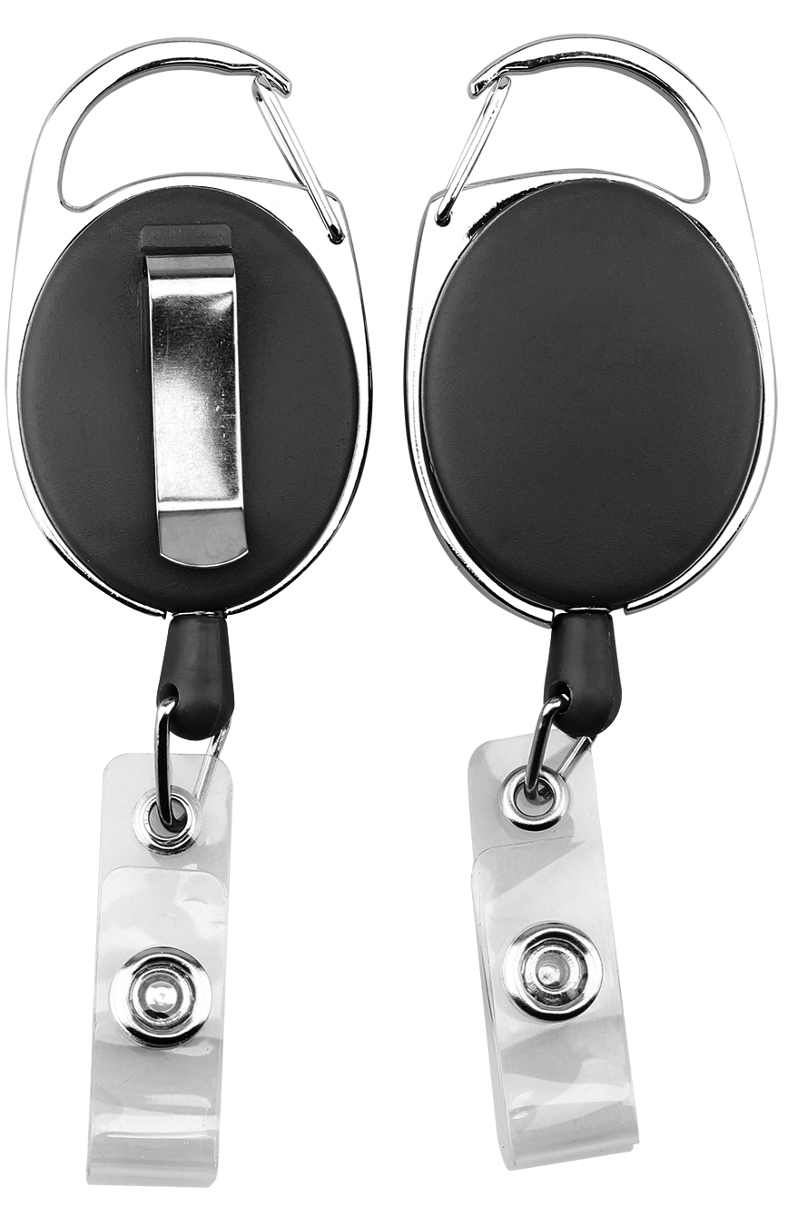 Oval shape retractable badge holder with metal clip 1