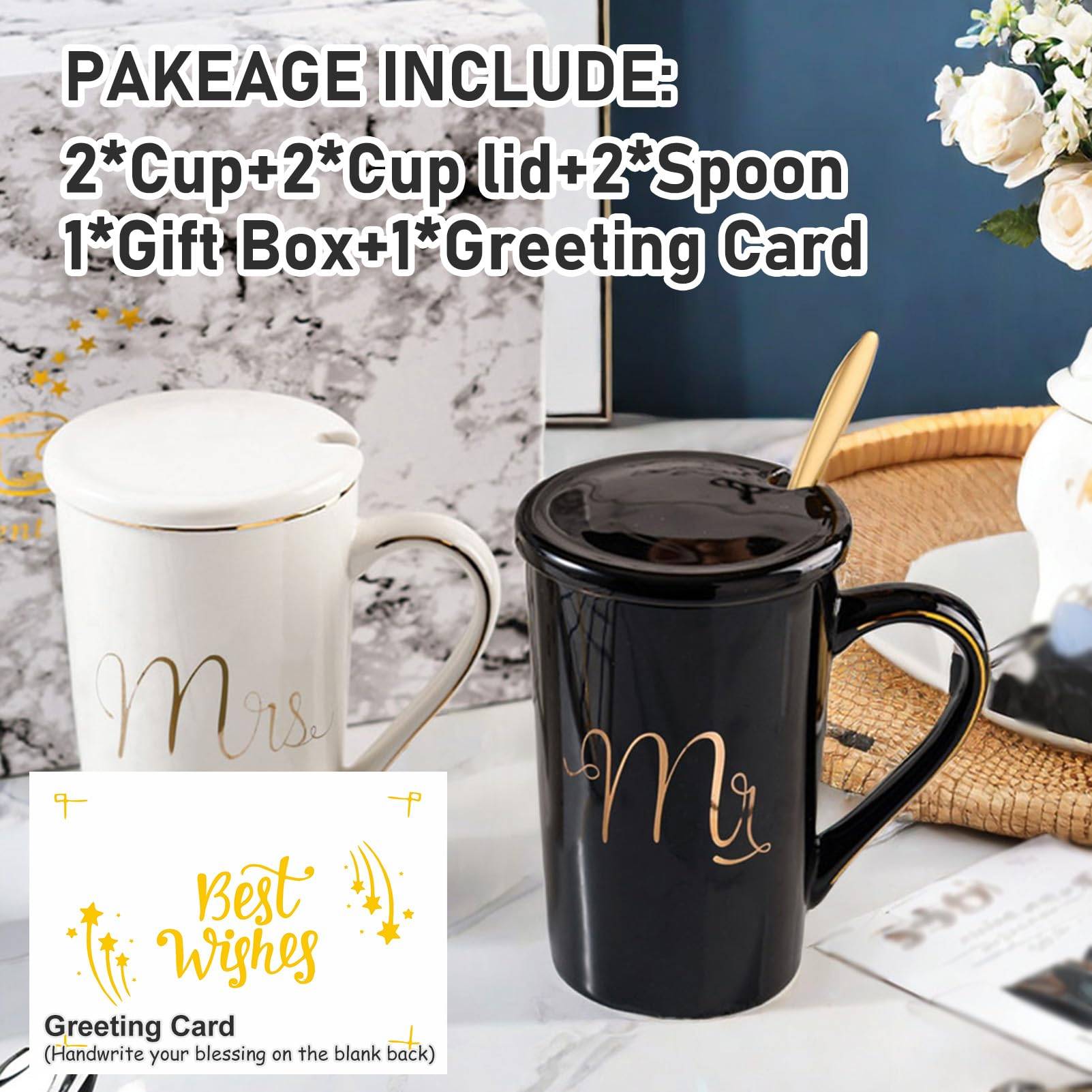 17oz Creative Couple Ceramic Mug Set W/ Lid & Spoon 4