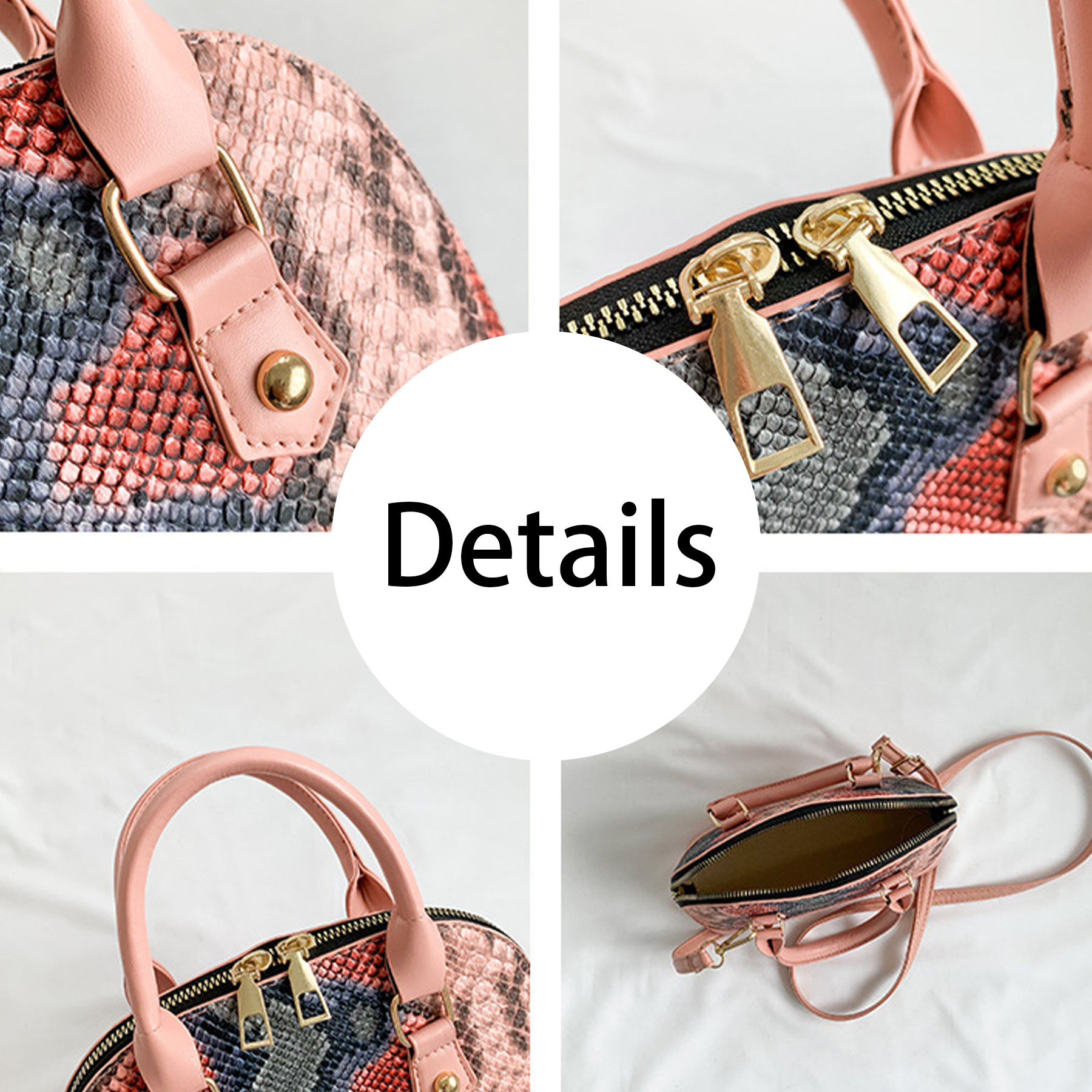 PU Contrasting snakeskin one-shoulder cross-body bag 3
