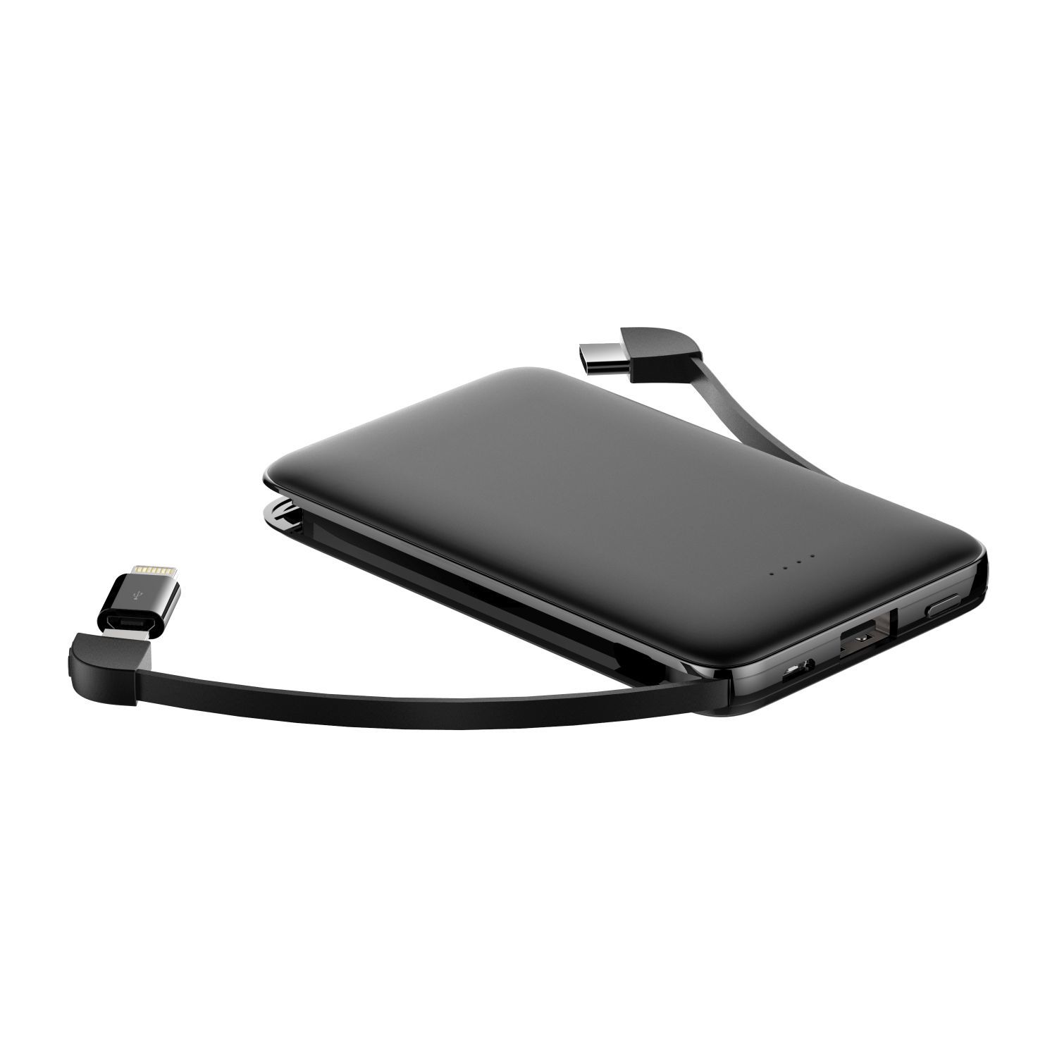 5,000 mAh Slim Power Bank with USB C & Lightening Adapters 2