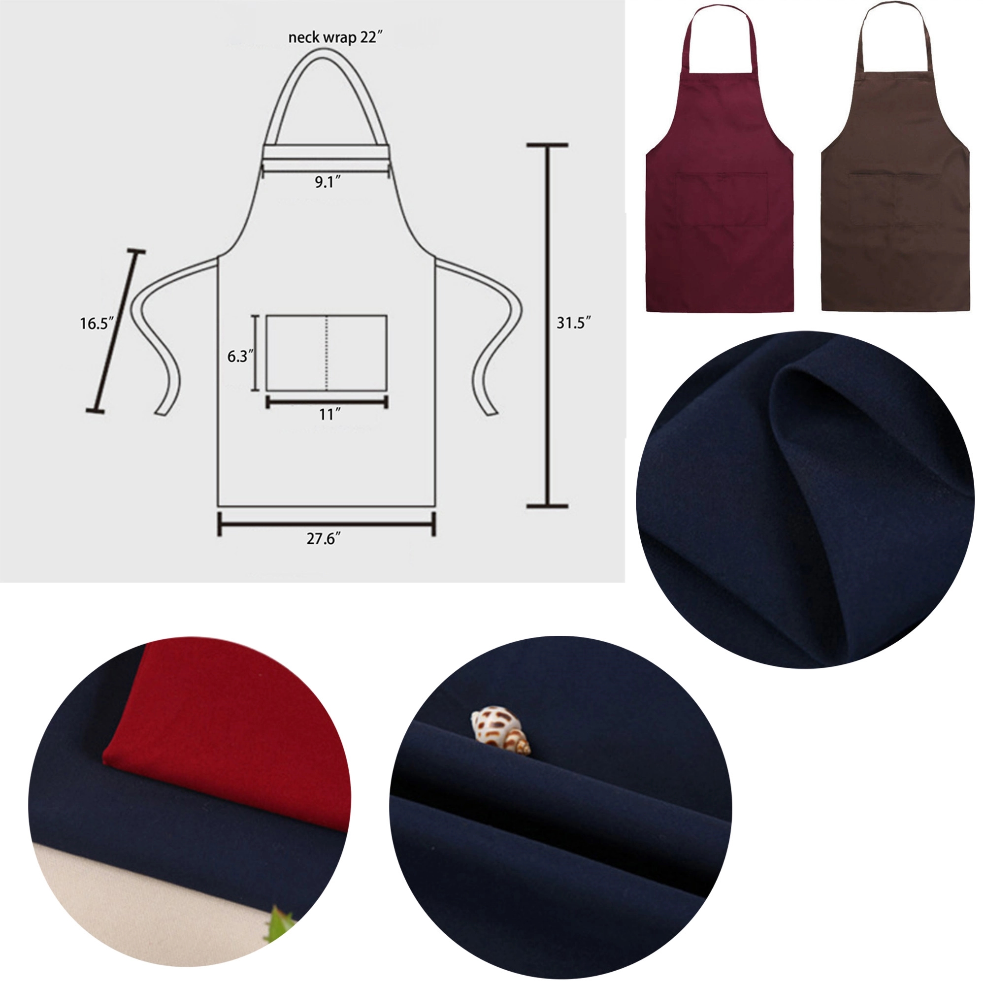 Kitchen Waterproof Cooking Aprons With Pockets 3