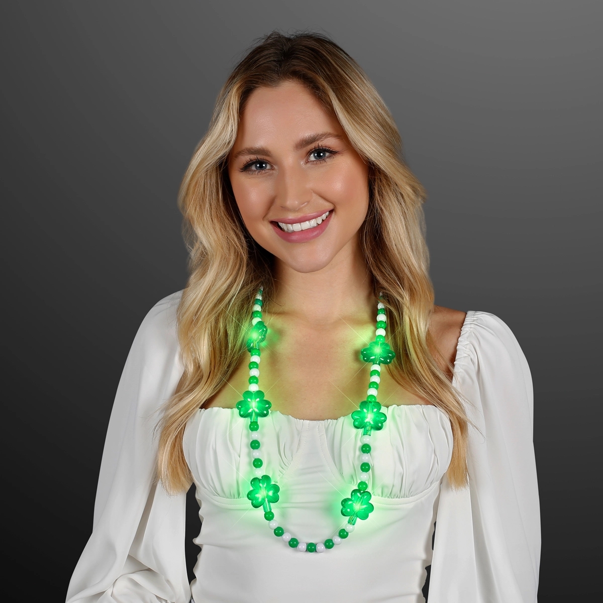 Pretty Light Up Shamrock Bead Necklace 1