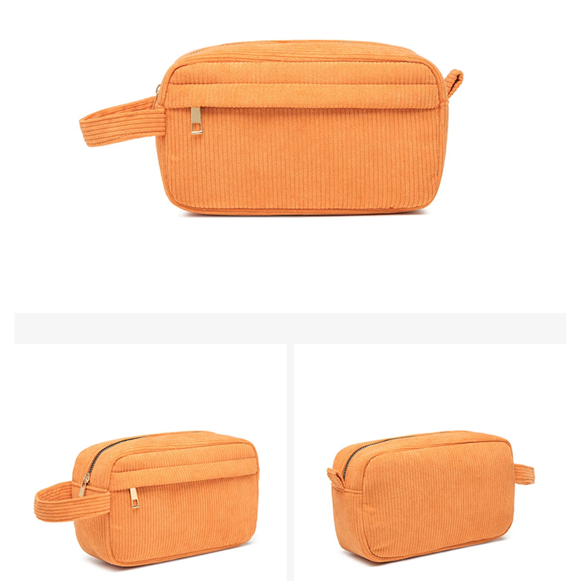 Elegant Purple Corduroy Makeup Bag 1