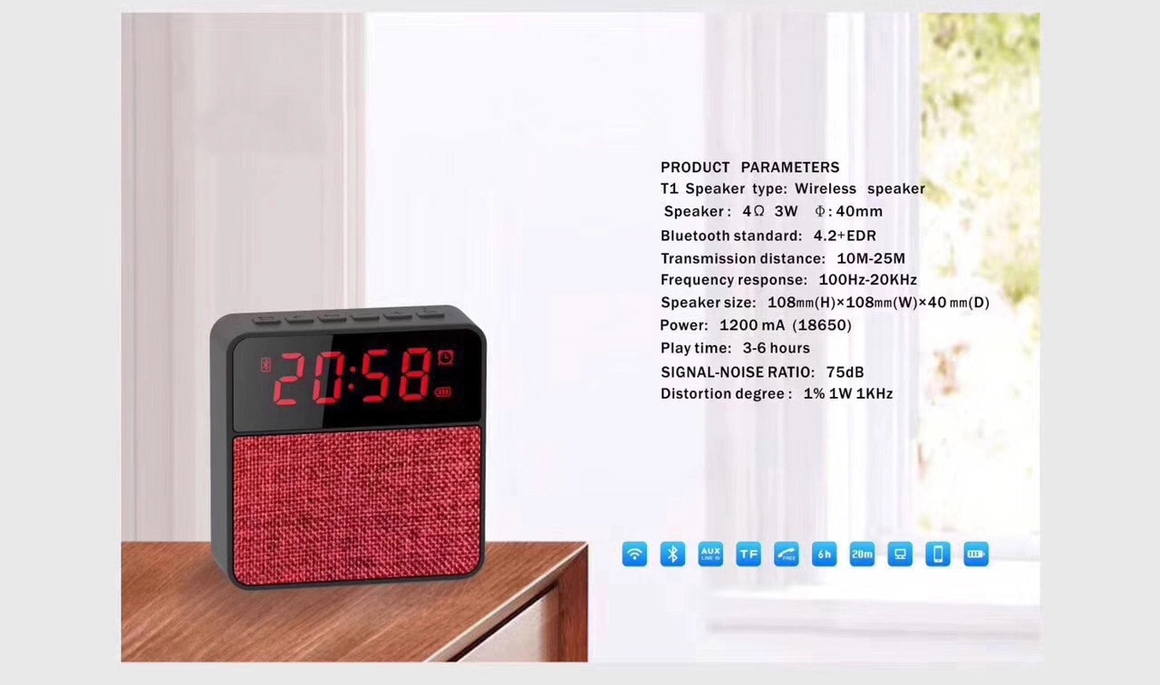 Square Wireless Bluetooth speaker with LED screen 8