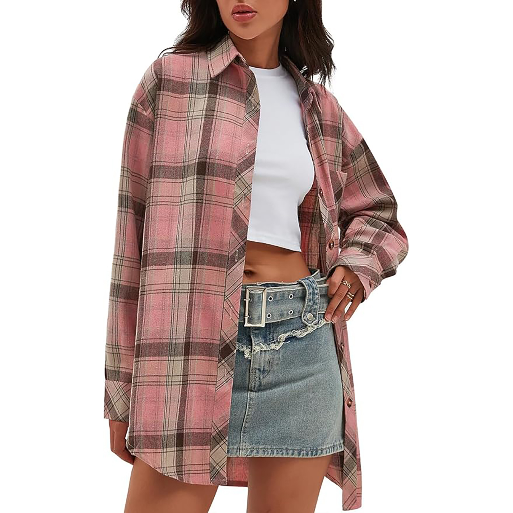 Women's Long Sleeved Plaid Shirt 12