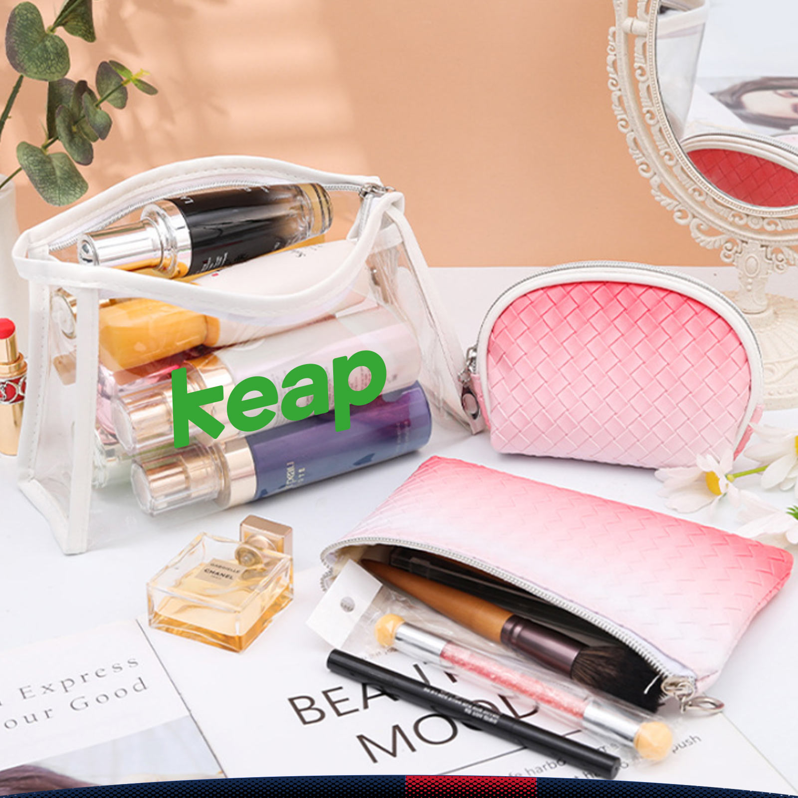 Woven Texture Makeup Bag Set 8