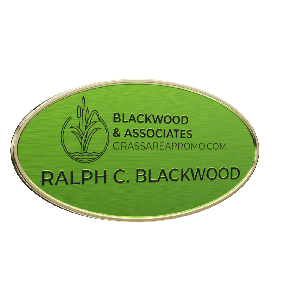 Texture Tone® Oval Metal Name Badge (3" x 1-1/4") 6