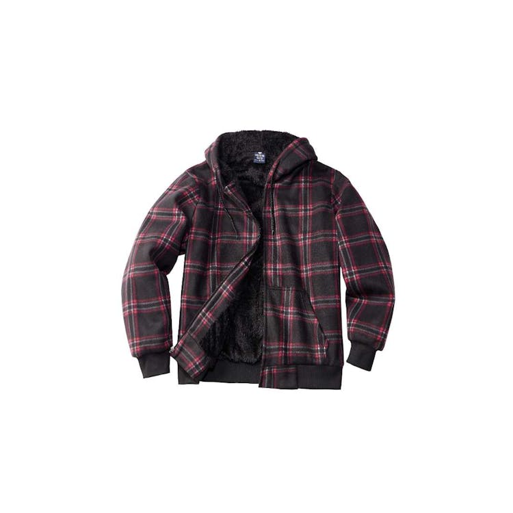 Men's Plaid Sherpa Lined Full Zip Hoodies S-2XL, custom hoodie or sweatshirt with logo imprint 2
