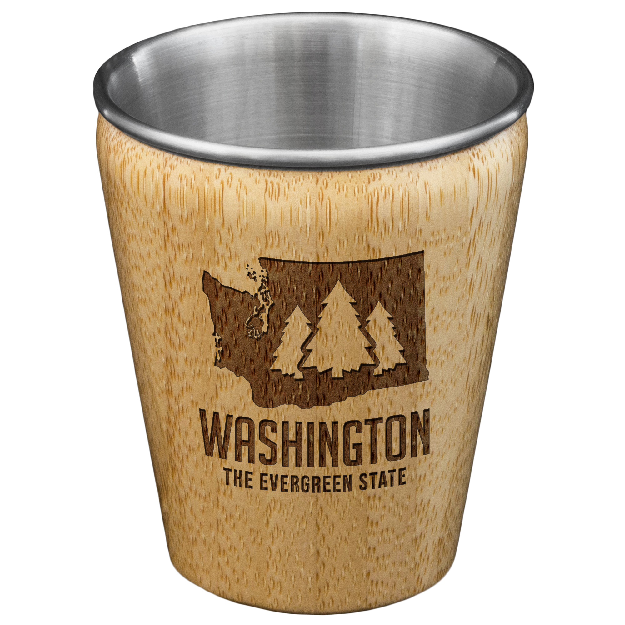 Washington State Bamboo and Stainless Steel Shot Glass