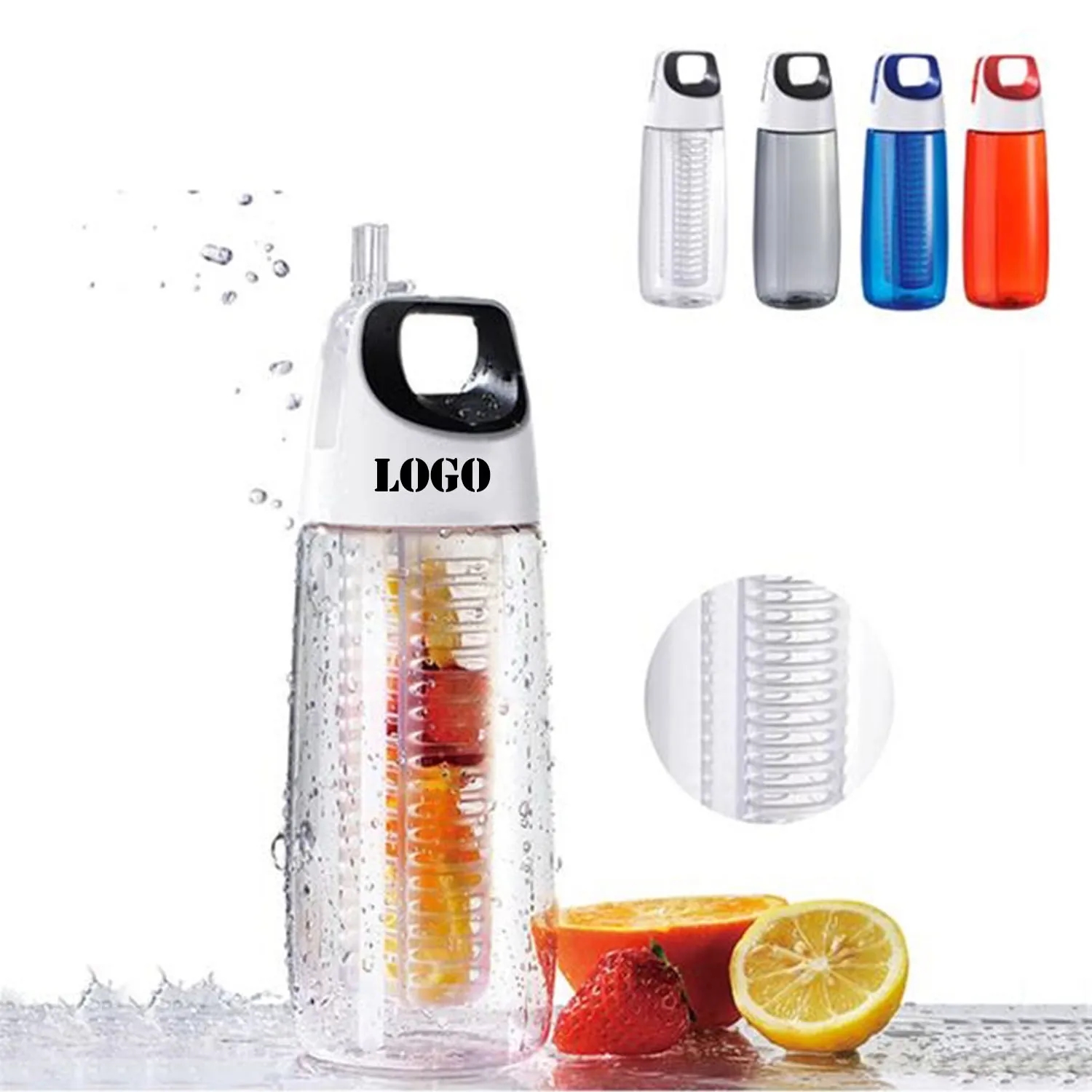 Fruit Water Bottle With Straw 1