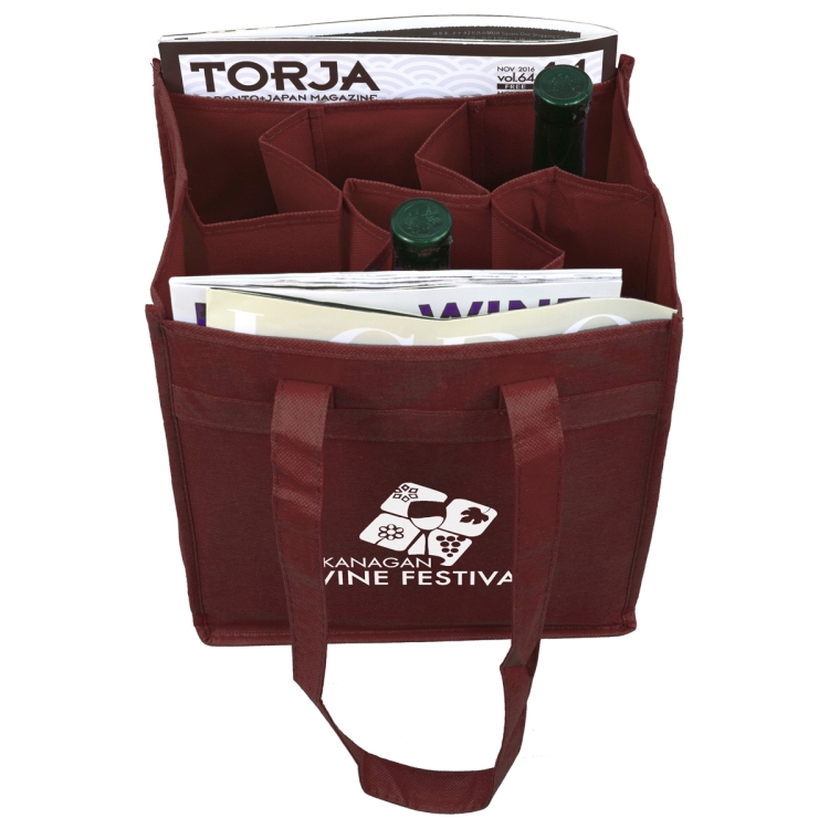 10"W x 11"H x 7"Gusset - "THE SONOMA" 6 Bottle Wine Tote Bag 9