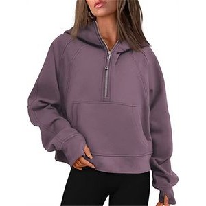 Women Half Zip Cropped Hoodies 3