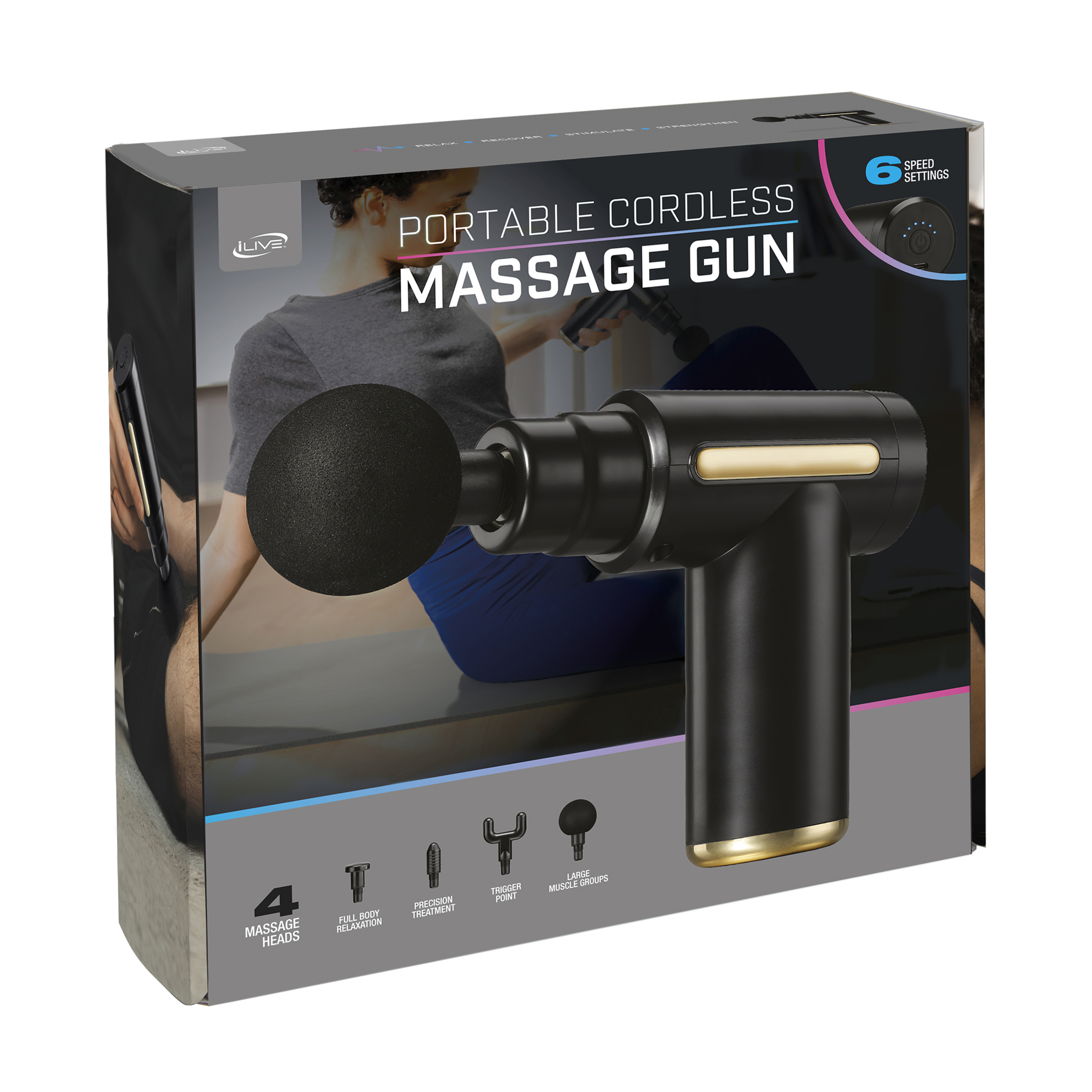 iLive™ Portable Cordless Massage Gun 3