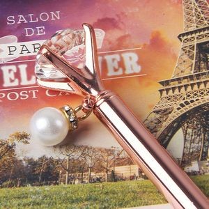 Diamond Top Pearl Pendant Metal Pen 14