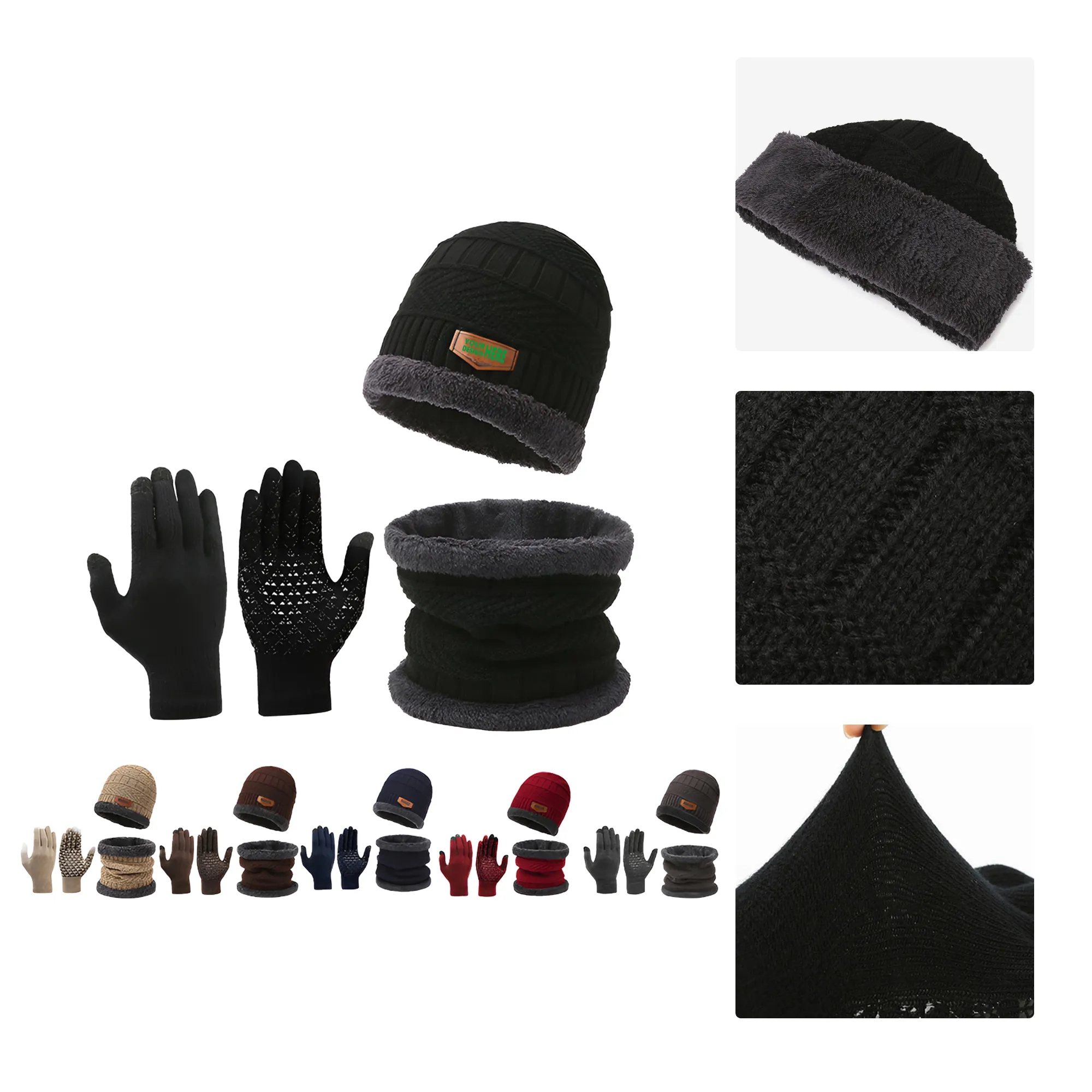 Winter Hat Scarf Gloves Set