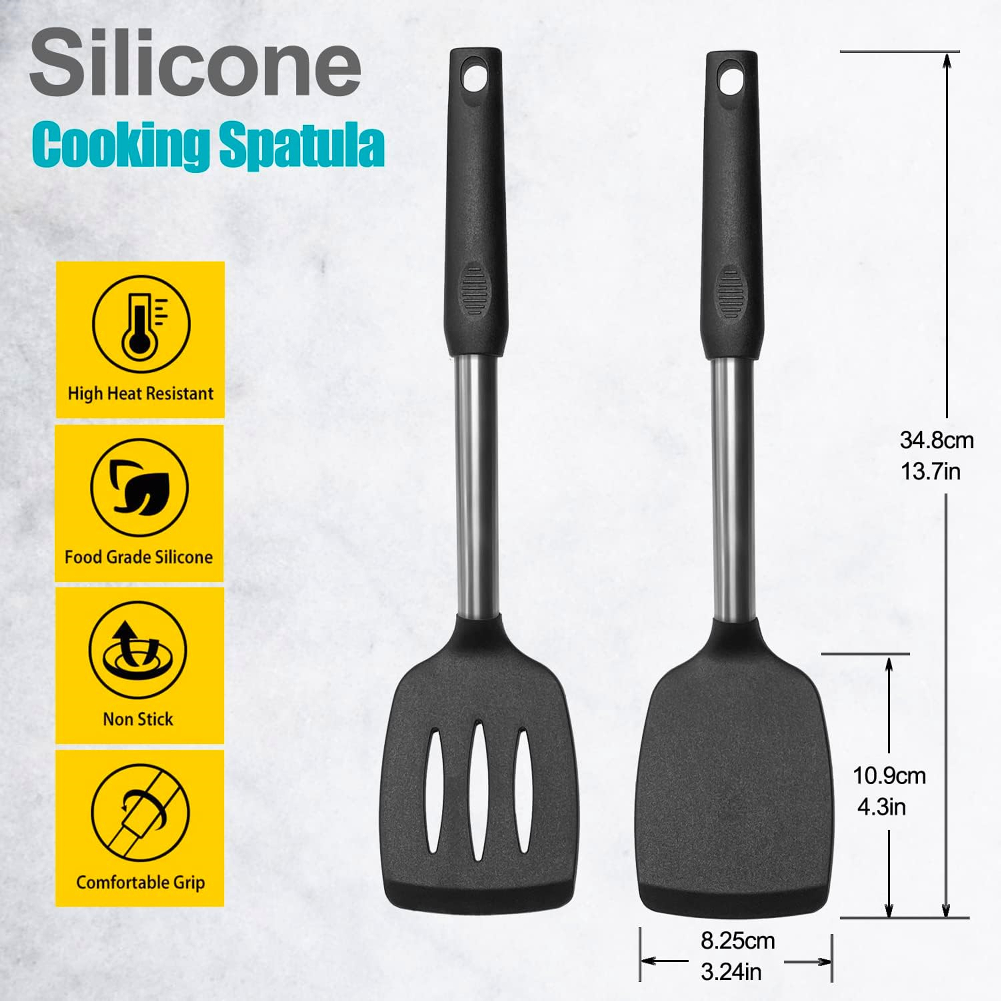 2 Pcs Solid And Slotted Spatulas For Kitchen Cooking 4