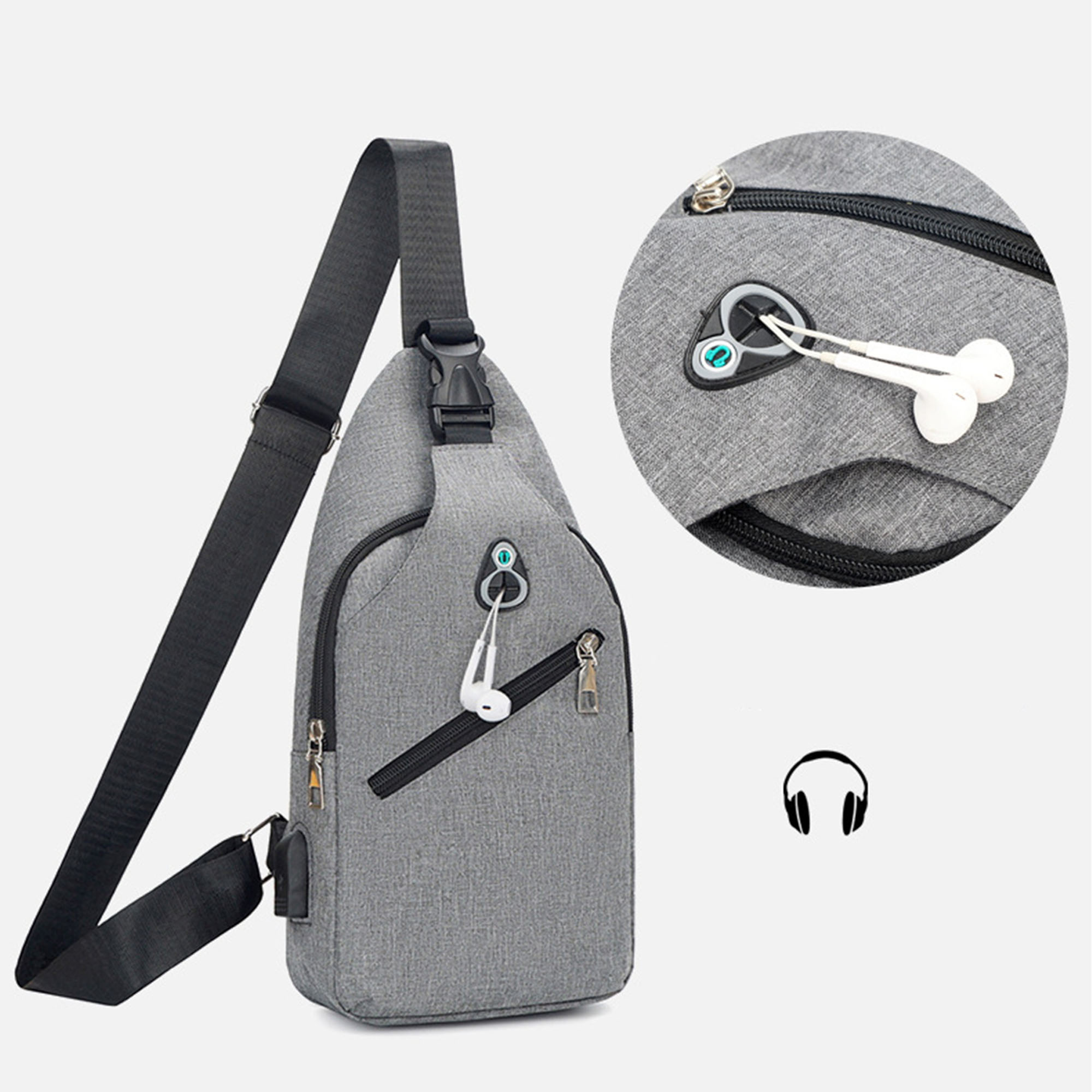 Men's USB Waterproof Oxford Shoulder Bag 2