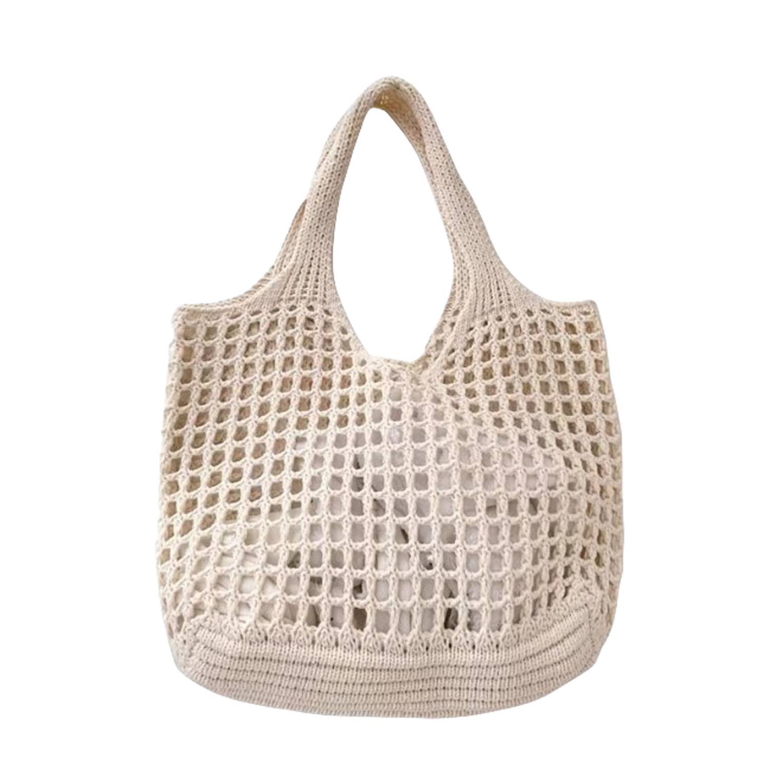 Women's Foldable Crocheted Polyester Travel Tote Bag 3
