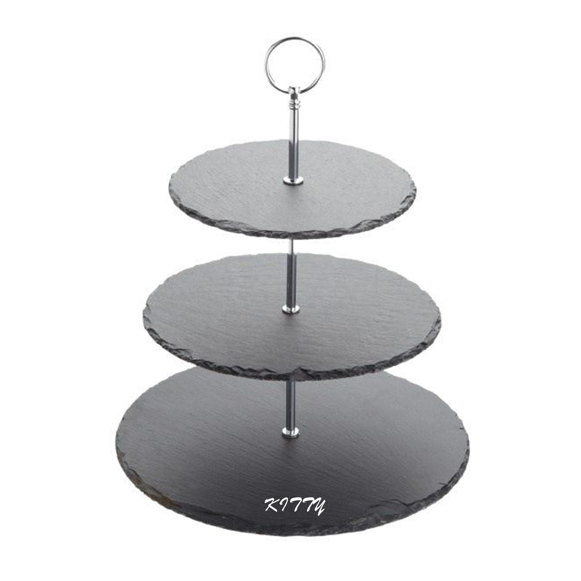 Natural Round Slate 3-Tier Cake Stand 3