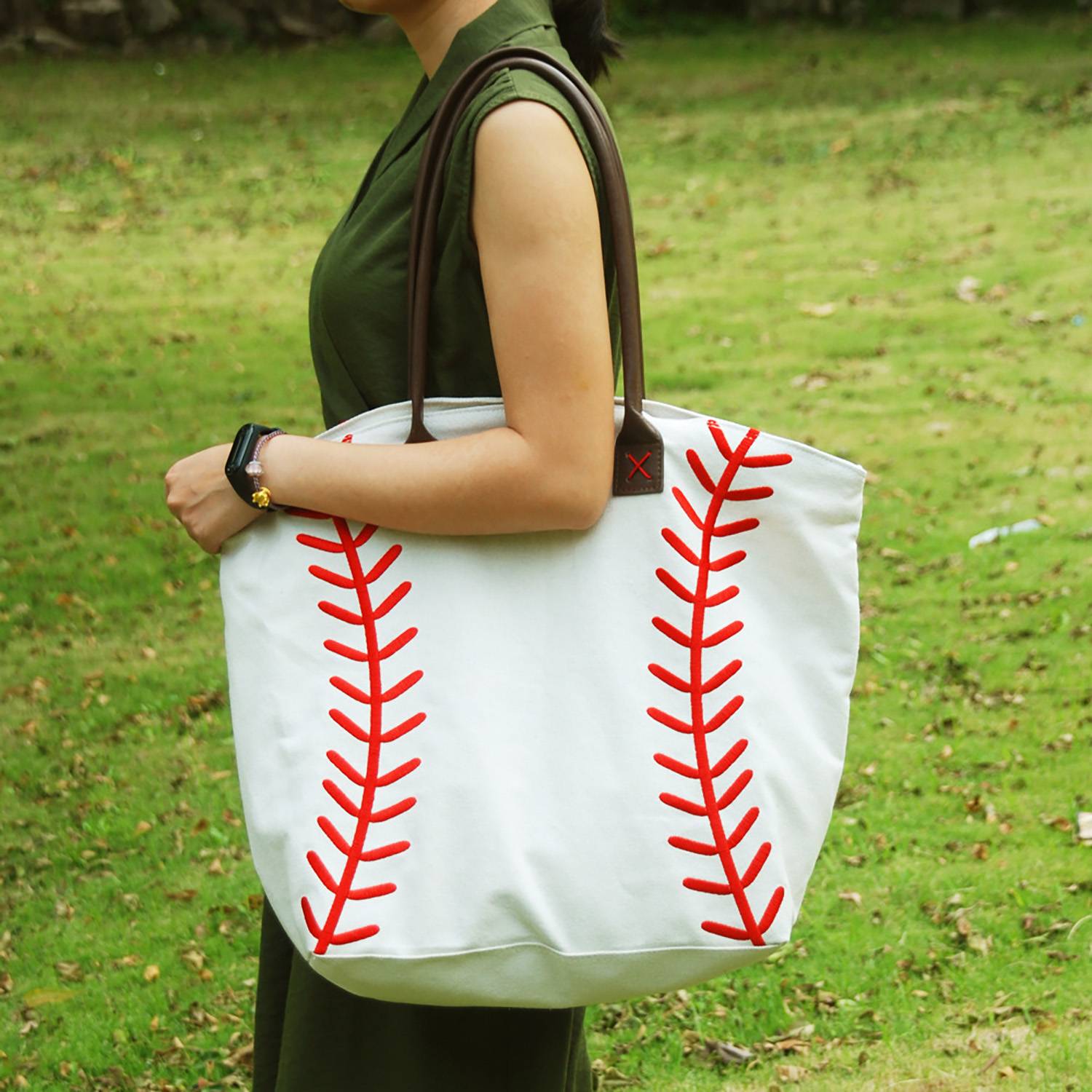 Large Baseball Tote Bag, custom tote bag with logo imprint 5