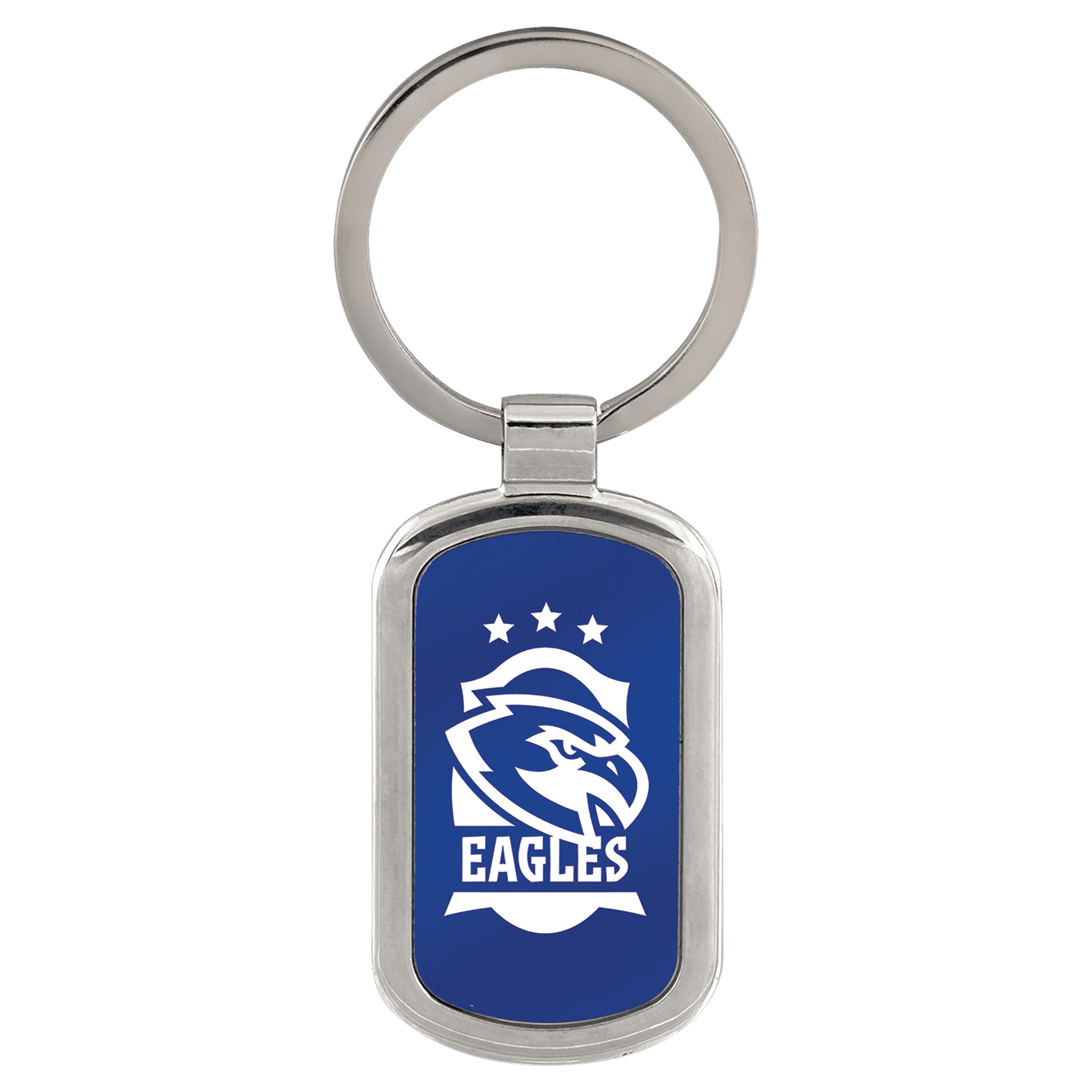 Blue Laserable Metal Rectangle Keychain 1