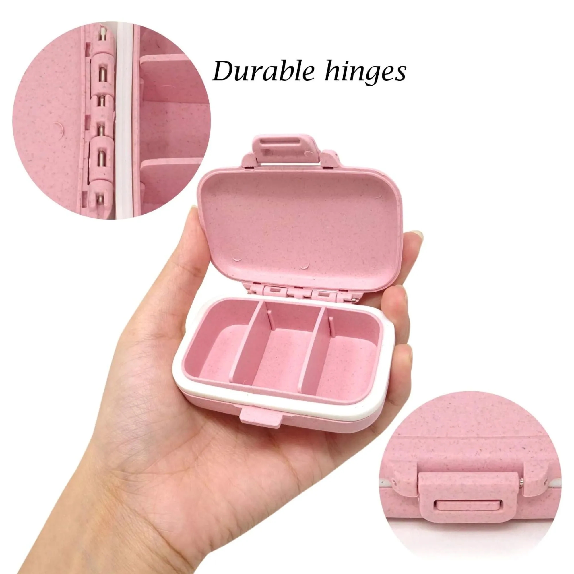 Wheat Straw Portable Mini Compartment Storage Pill Box 5