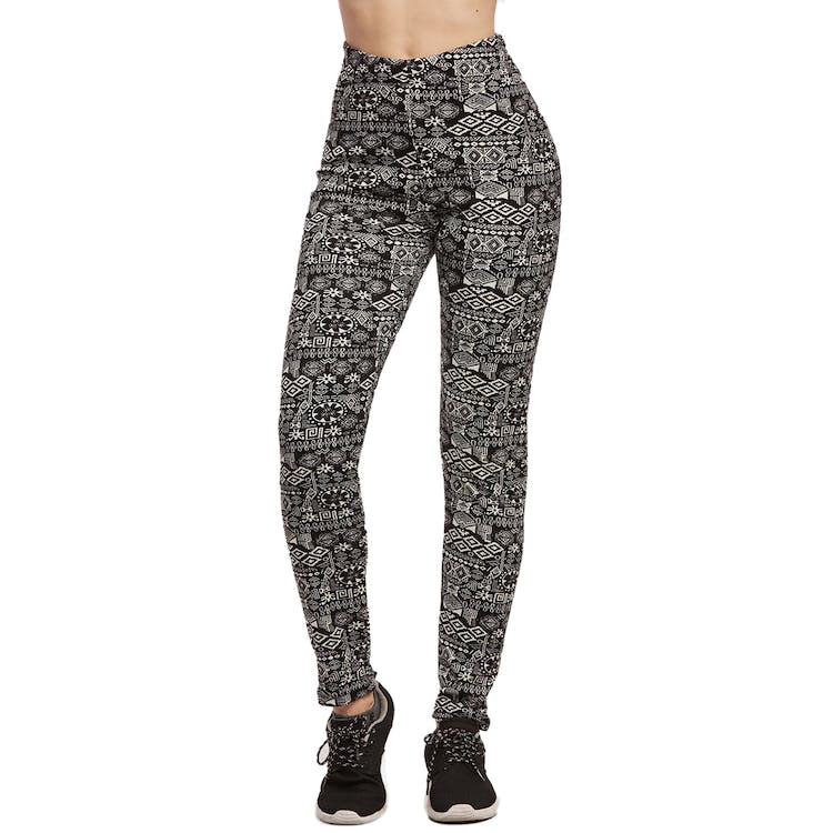 Women's Polar Fleece Jeggings - Large White/Black 2
