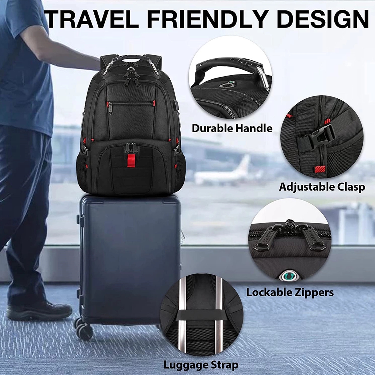50L Large Capacity Travel Waterproof Bag Laptop Backpacks 6