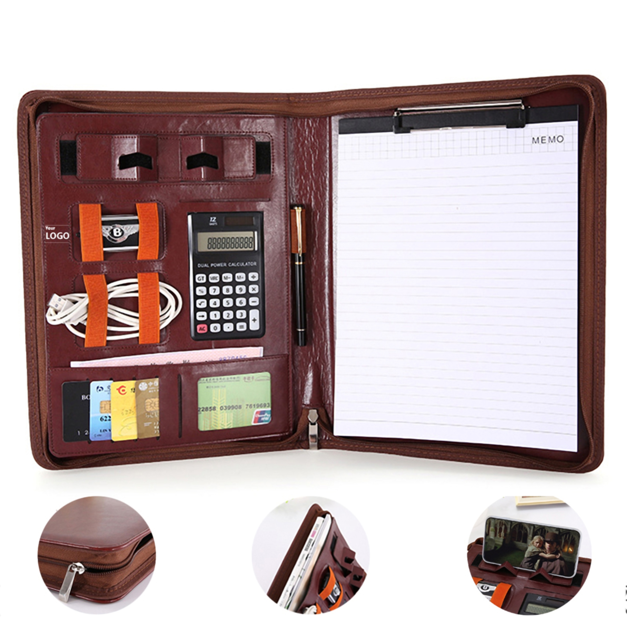Multifunctional PU Leather Business Portfolio A4 Clipboard 2