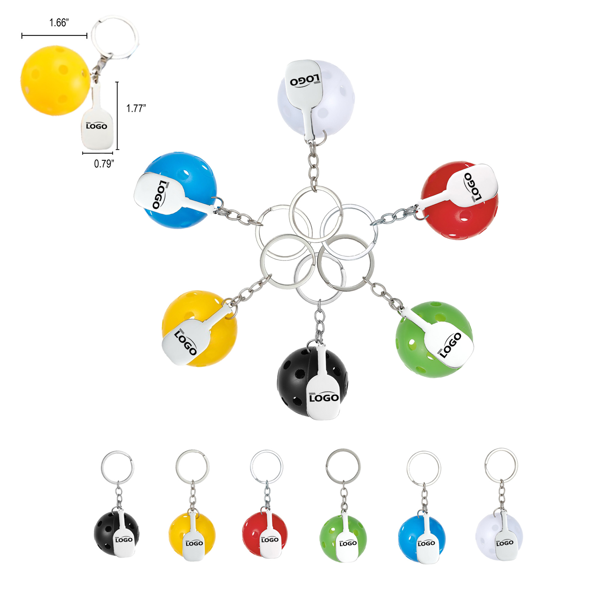 MOQ50 Mini Pickleball Lover Bag Clip Keychain 1