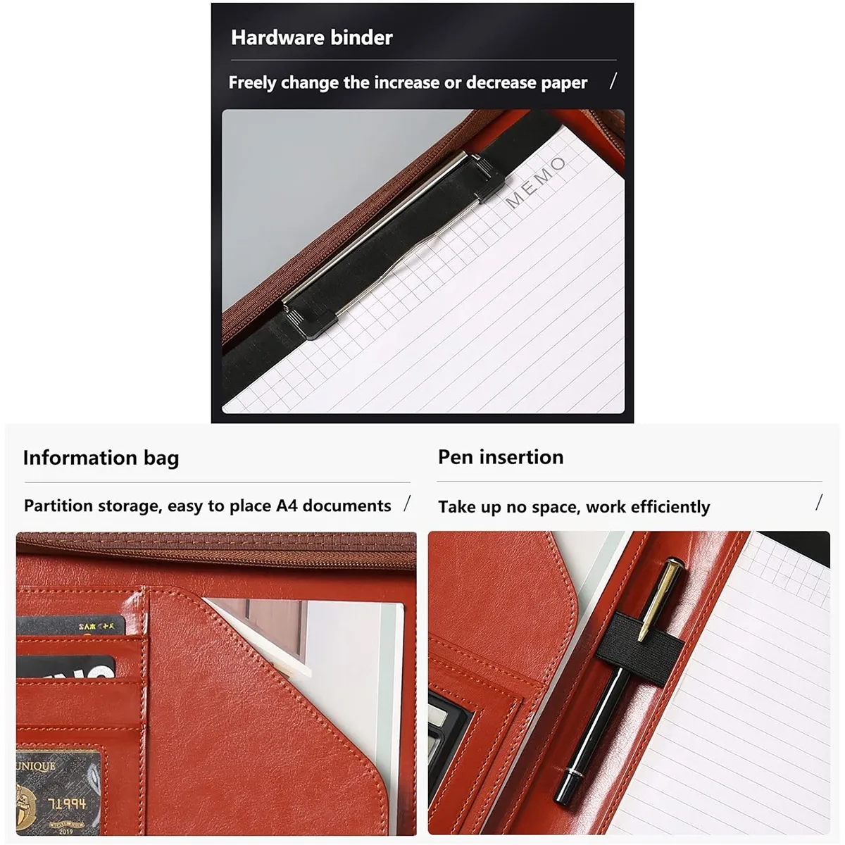Portable Leather Business Organizer Folder Gift With Binder 4