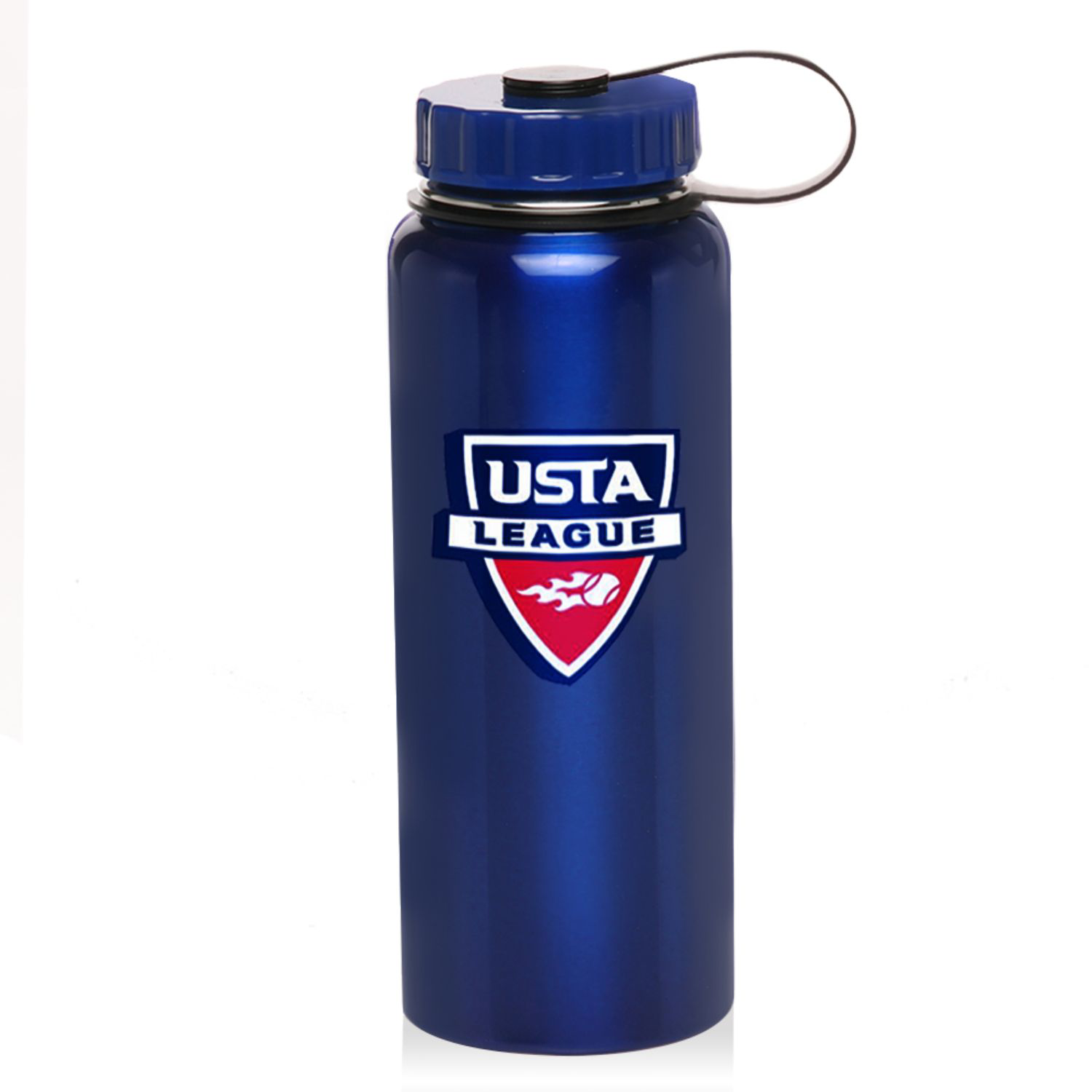 34 oz. BPA free Stainless Steel Water Bottle w/ Tethered lid, custom water bottle with logo imprint 2