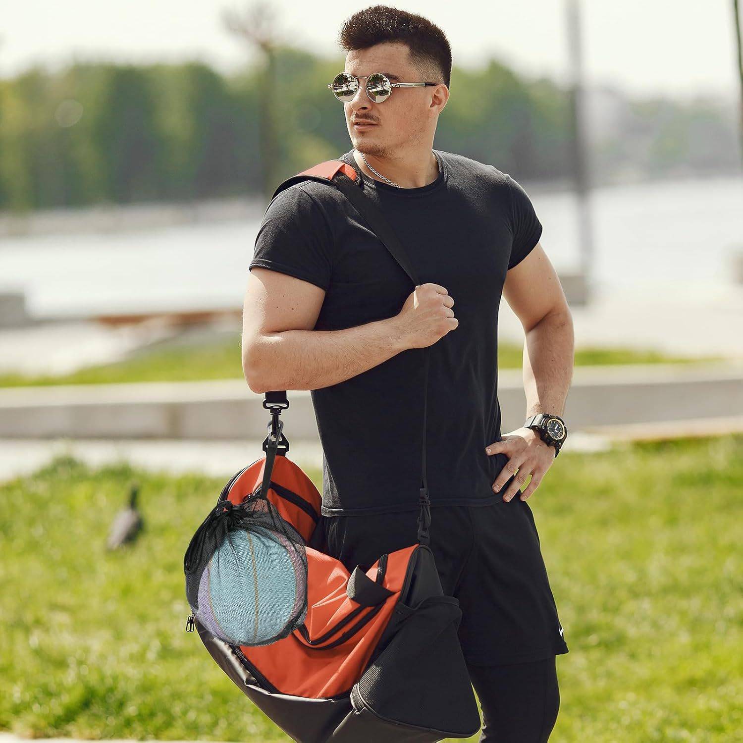 Mesh Sport Carry Bag with Pocket & Carabiner Clip 5