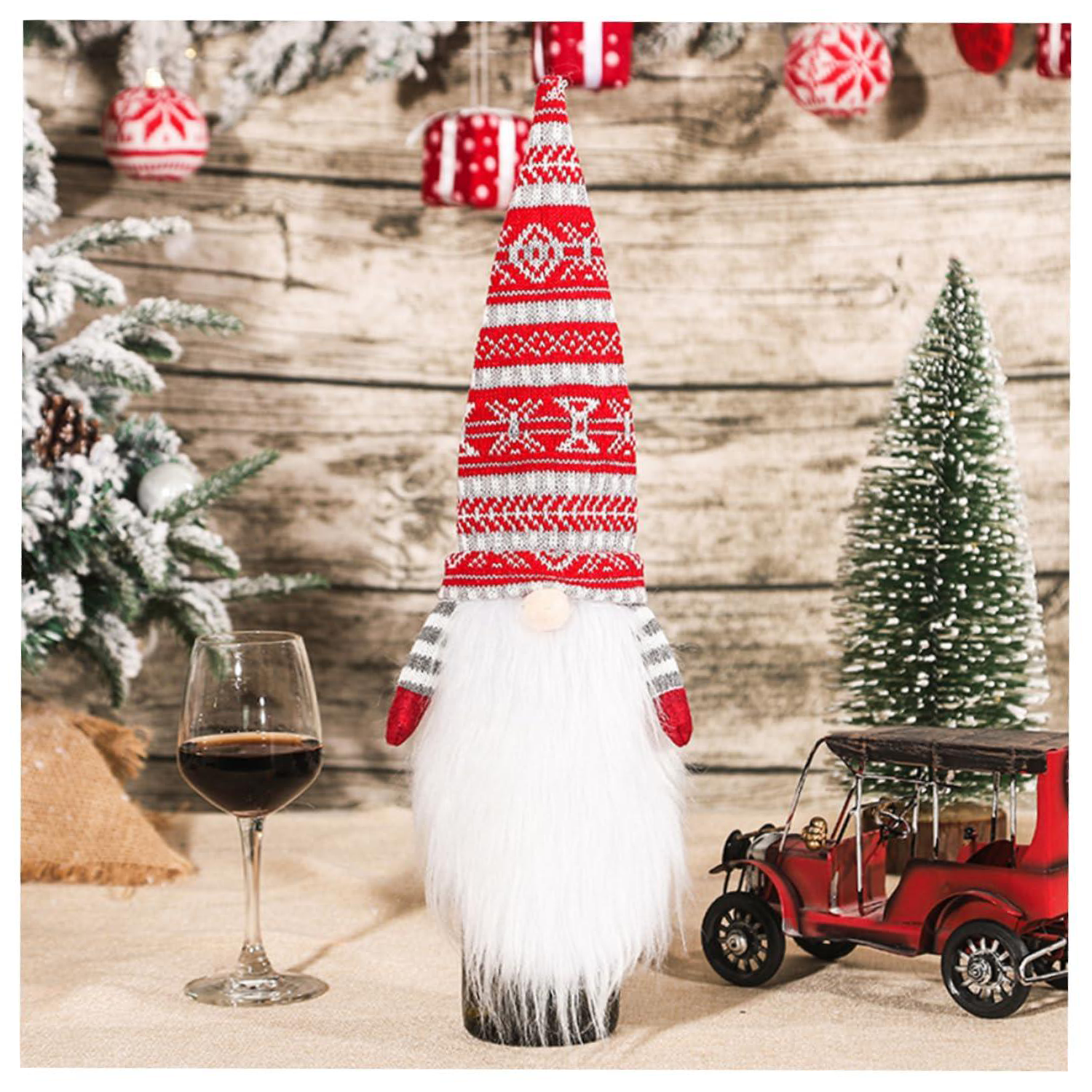 Christmas Gnome Santa Wine Bottle Cover 2