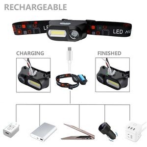 Adjustable LED Headlamp Lightweight Rechargeable Manual And Sensor 4