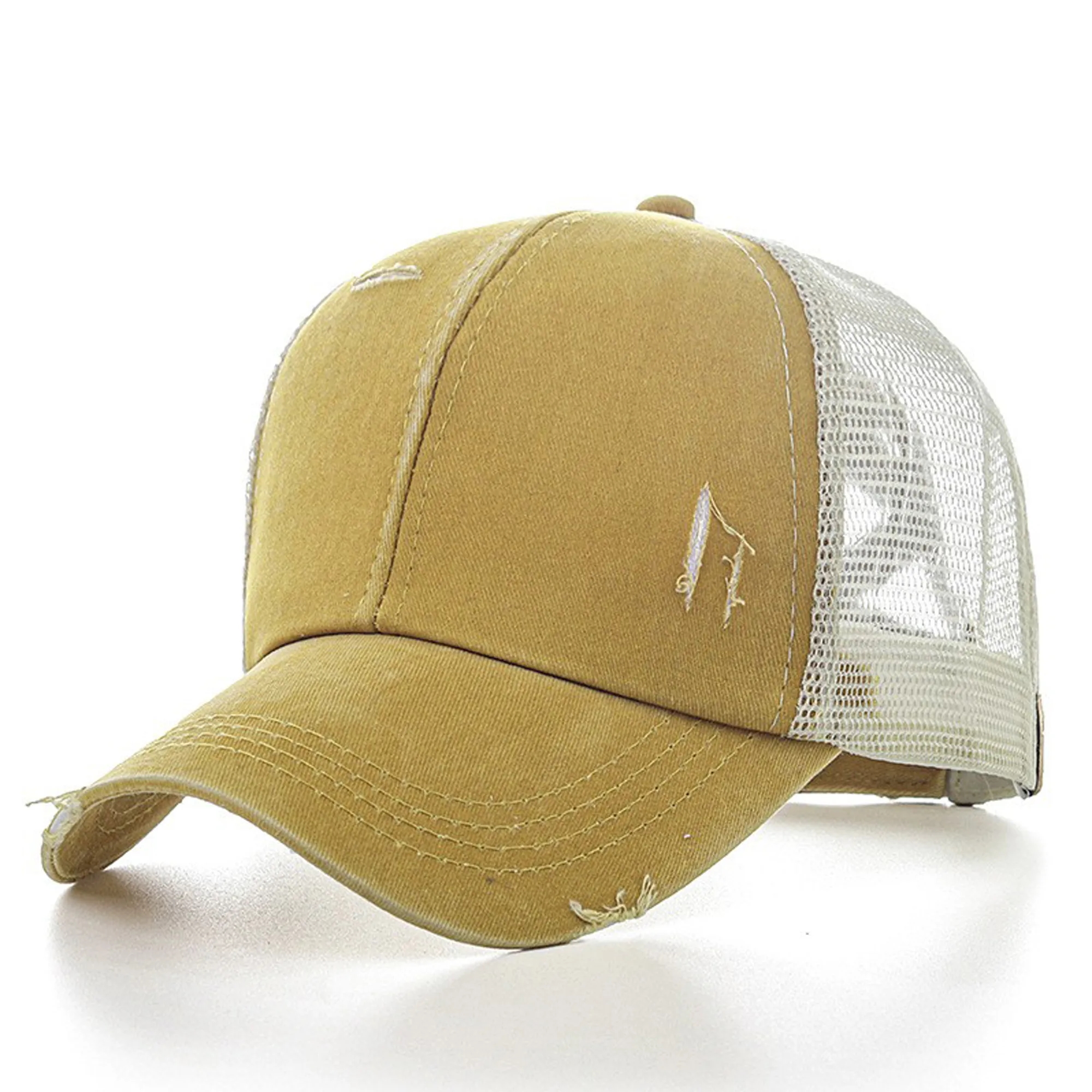 Washed Ponytail Cap w/ Mesh 13
