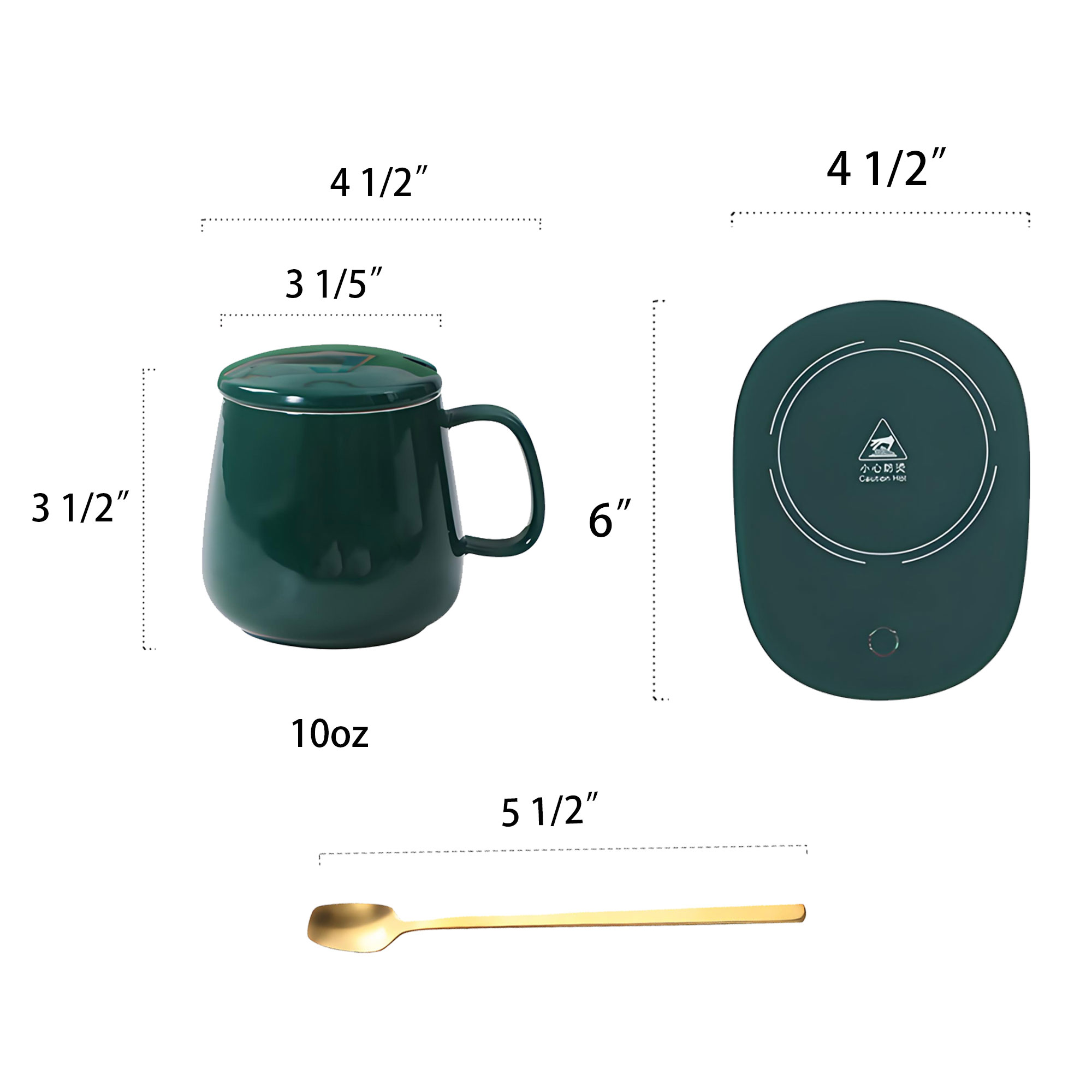 Ceramic Coffee Mug W/Warmer And Spoon 3