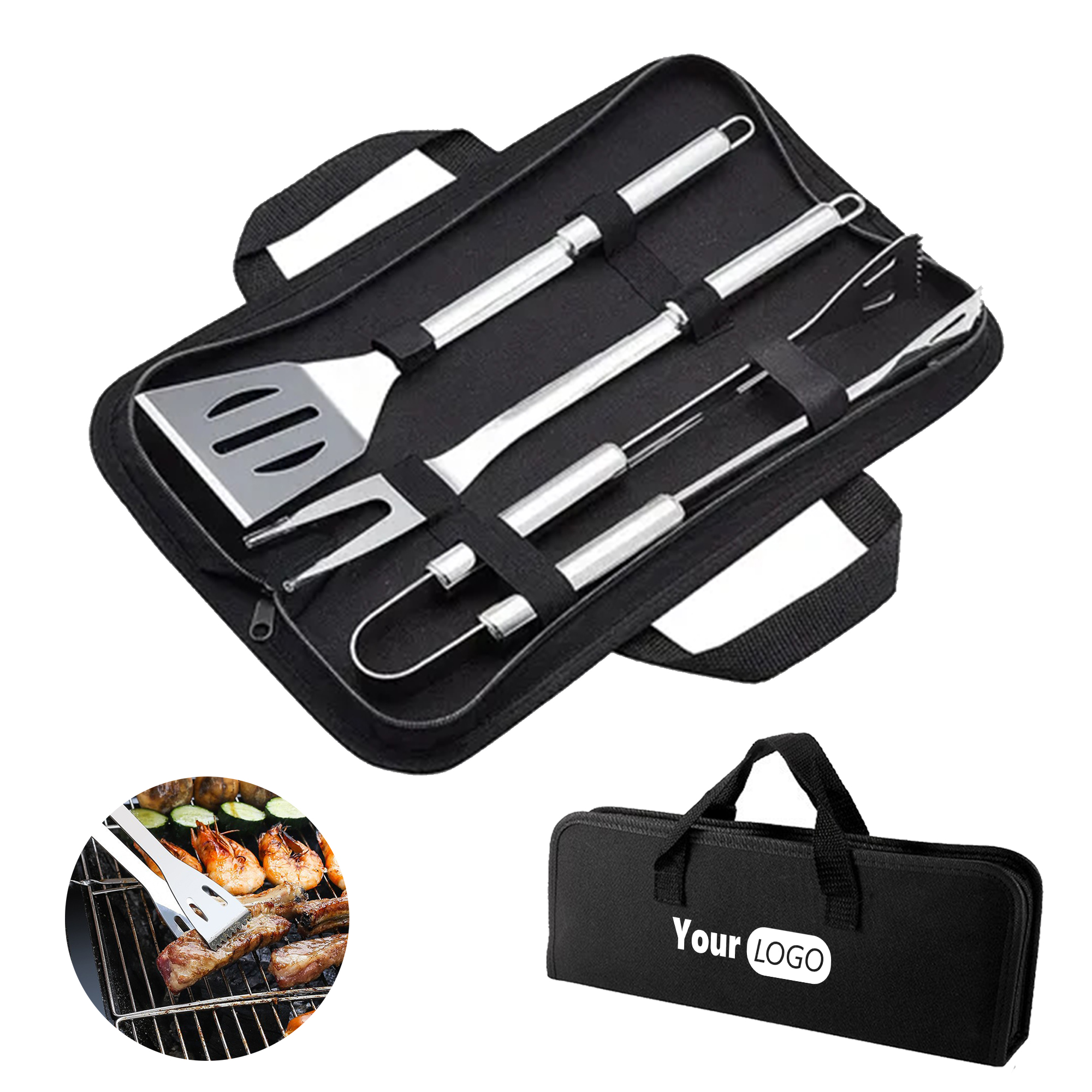 Three-Piece Stainless Steel BBQ Tool Set 1