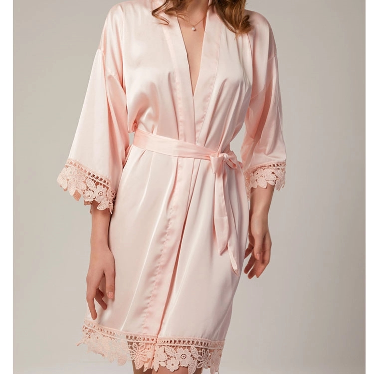 Women's Satin Robe Lace Silk Kimono 2