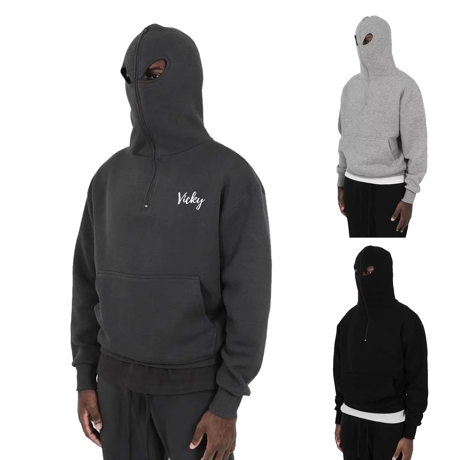 Full Zip Hoodie With Eye Holes, custom hoodie or sweatshirt with logo imprint 2