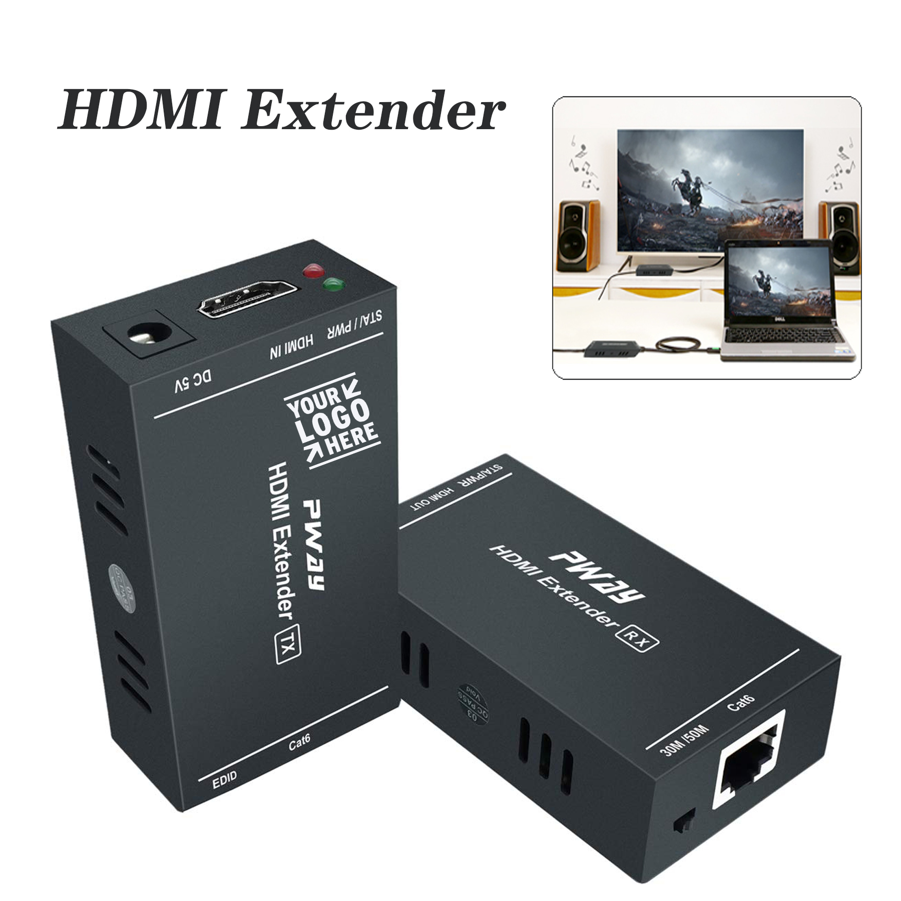 1080p 60Hz 3D Full HD Uncompressed Transmit Up to 164 Ft HDMI Extender 1