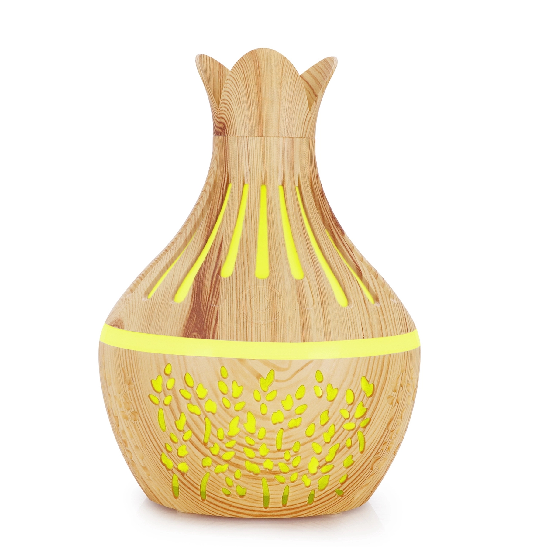 10 Oz. Carved Vase-shaped Wood Grain Aroma Air Humidifier 5