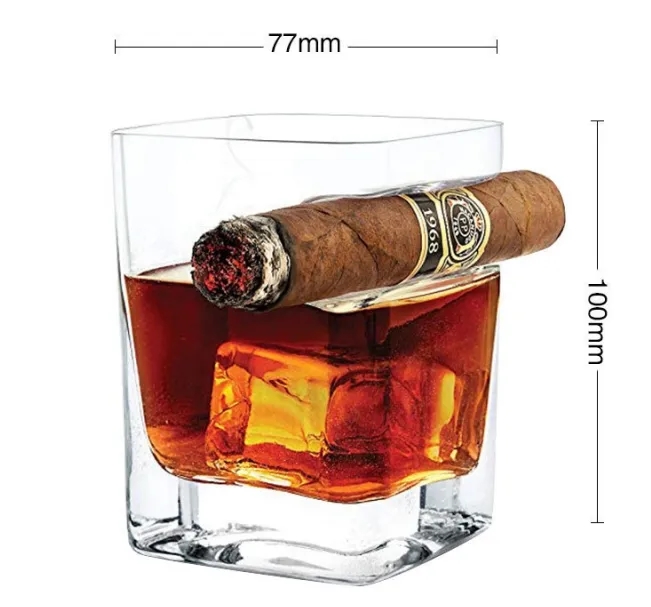 Custom Whiskey Glass with Built in Cigar Holder Bulk Order Promotional Barware Gift 3