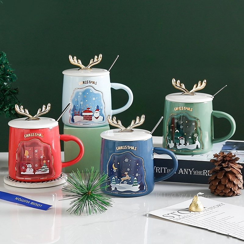 Christmas Antlers Shaped Coffee Ceramic Mug 4