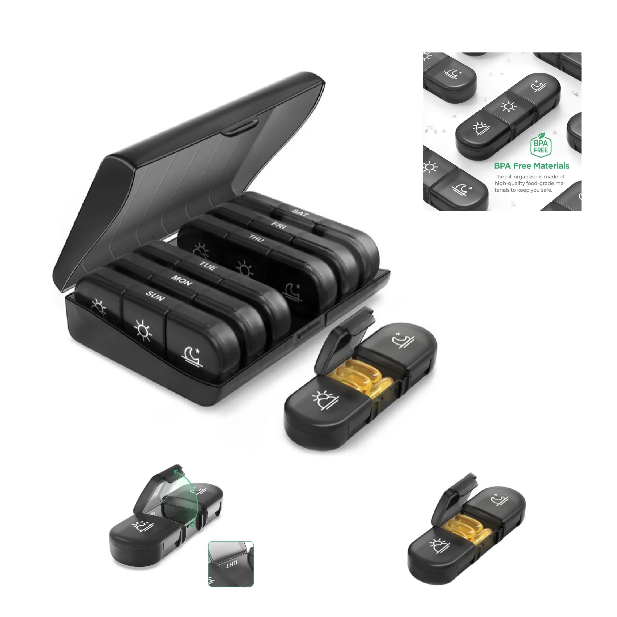 Travel Pill Box with Large Opening 2