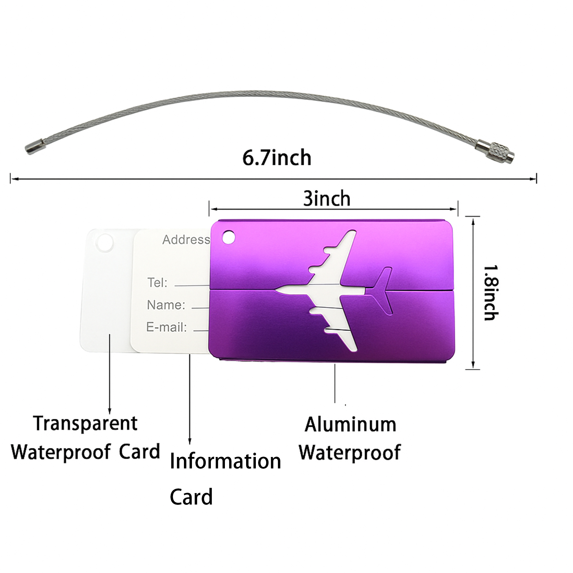 Aluminum Airplane Luggage Tag 11