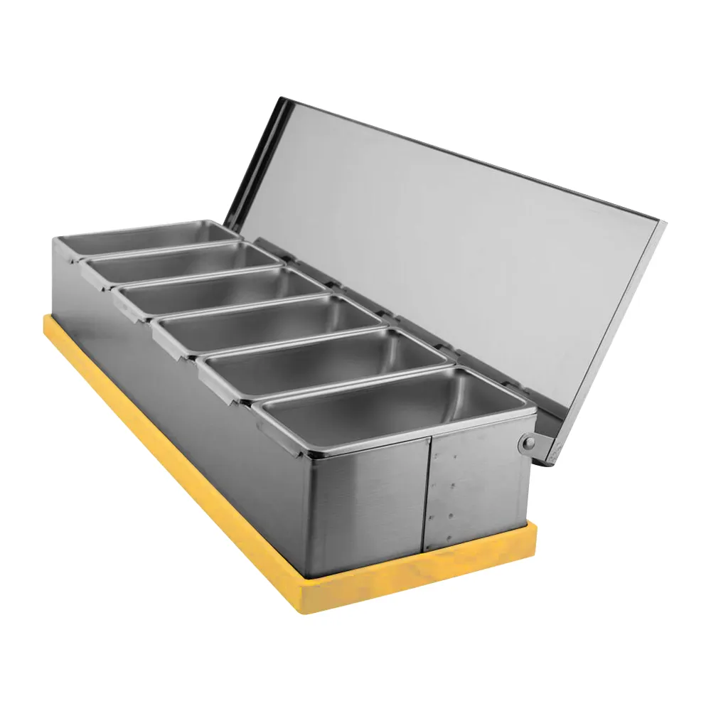 Stainless Steel & Wood Hybrid Condiment Caddy 1