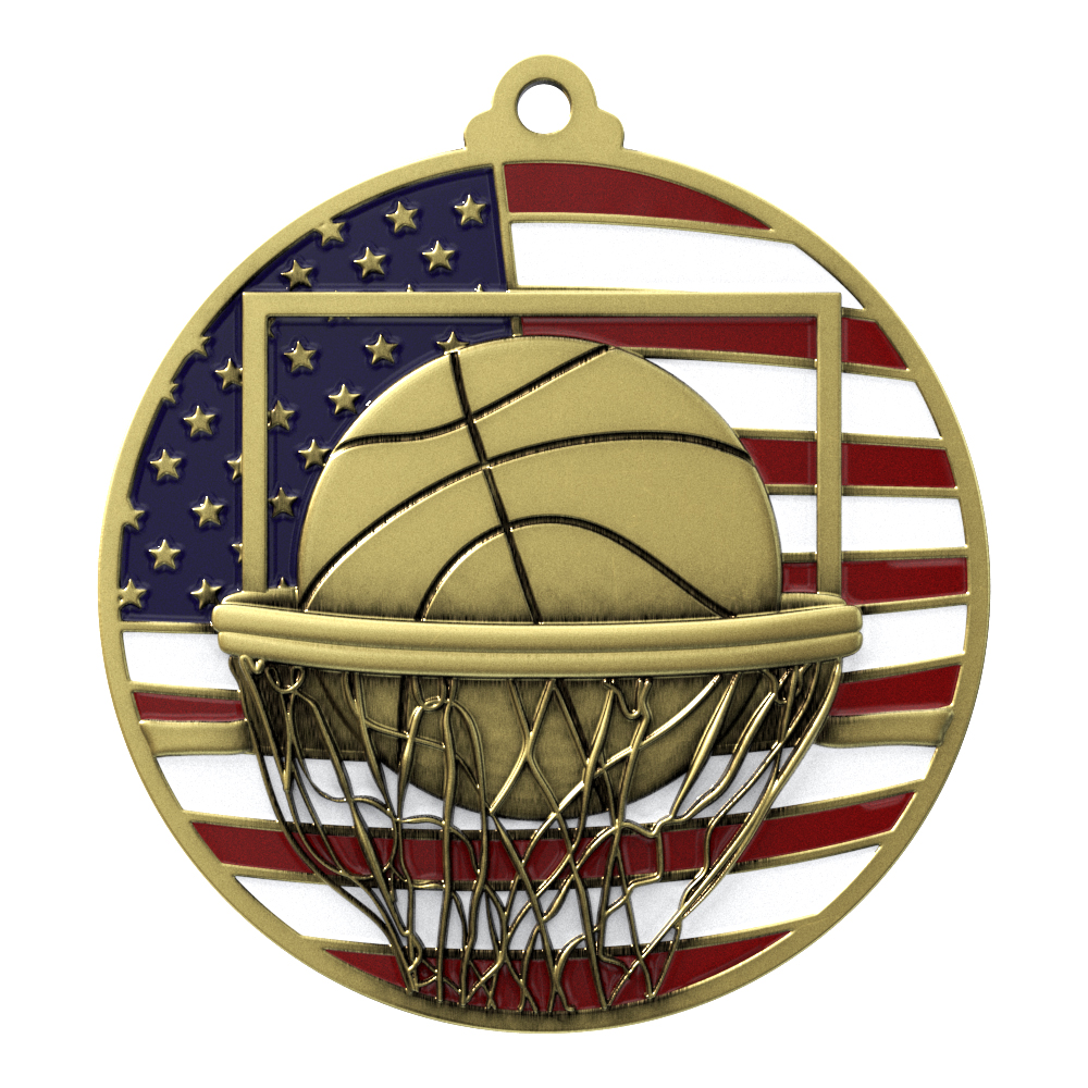 Basketball Patriotic Medallion (2-3/4")