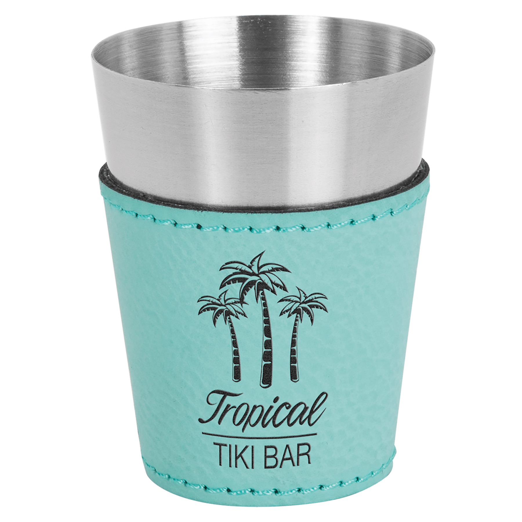2oz. Teal Leatherette & Stainless Steel Shot Glass